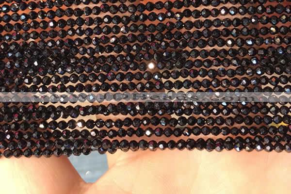 CTG2144 15 inches 2mm,3mm faceted round black spinel beads