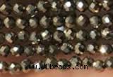 CTG2146 15 inches 2mm,3mm & 4mm faceted round pyrite gemstone beads