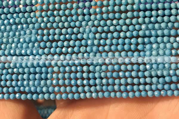 CTG2152 15 inches 2mm,3mm faceted round synthetic turquoise beads