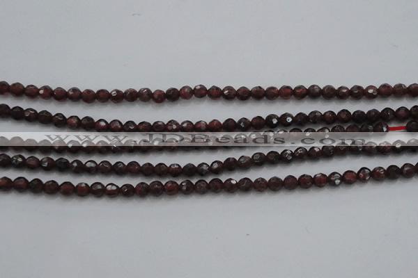 CTG222 15.5 inches 3mm faceted round tiny red garnet beads