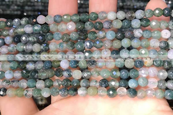 CTG2221 15 inches 2mm,3mm & 4mm faceted round moss agate beads