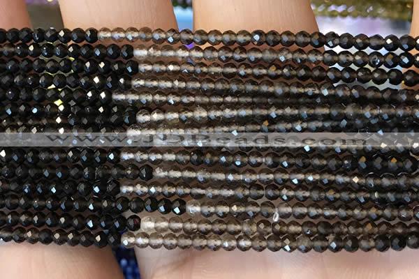 CTG2242 15 inches 2mm faceted round natural smoky quartz beads