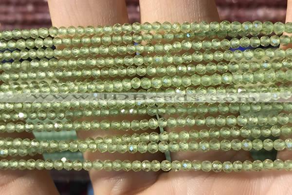 CTG2250 15 inches 2mm faceted round natural olive quartz beads