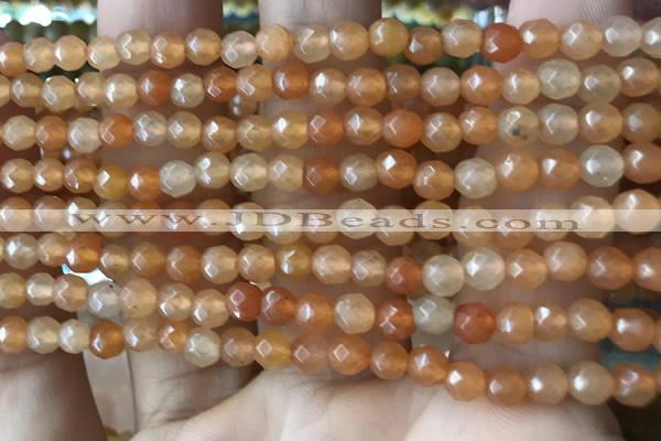 CTG2519 15.5 inches 4mm faceted round red aventurine beads