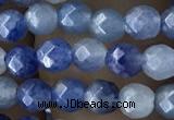 CTG2522 15.5 inches 4mm faceted round blue aventurine beads