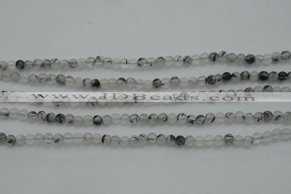 CTG254 15.5 inches 3mm round tiny black rutilated quartz beads