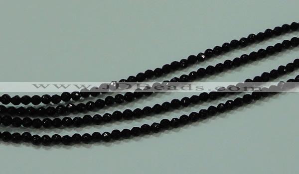 CTG29 15.5 inches 2mm faceted round black agate beads wholesale