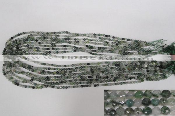 CTG301 15.5 inches 3mm faceted round ting moss agate beads