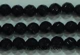 CTG32 15.5 inches 6mm faceted round black agate beads wholesale