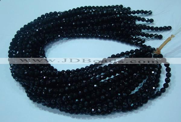 CTG32 15.5 inches 6mm faceted round black agate beads wholesale