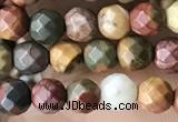 CTG3552 15.5 inches 4mm faceted round picasso jasper beads