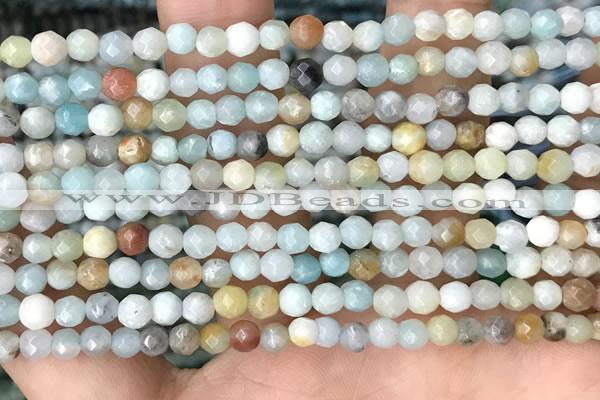 CTG3571 15.5 inches 4mm faceted round amazonite beads wholesale