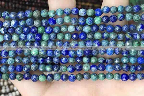 CTG3576 15.5 inches 4mm faceted round chrysocolla beads