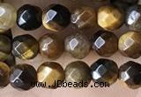 CTG3588 15.5 inches 4mm faceted round yellow tiger eye beads