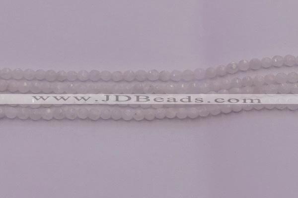 CTG506 15.5 inches 4mm faceted round tiny white moonstone beads