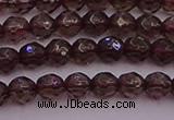 CTG511 15.5 inches 4mm faceted round tiny smoky quartz beads