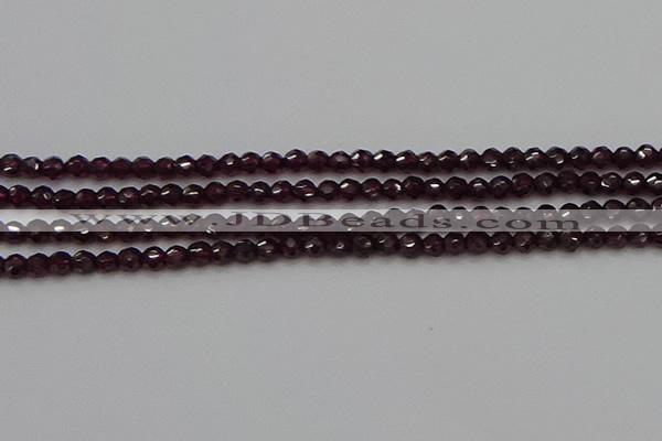 CTG555 15.5 inches 4mm faceted round tiny purple garnet beads