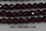 CTG556 15.5 inches 4mm faceted round tiny red garnet beads