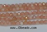 CTG607 15.5 inches 3mm faceted round peach moonstone beads