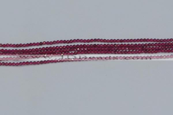 CTG617 15.5 inches 2mm faceted round mozambique red garnet beads