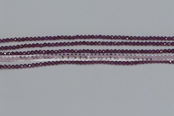 CTG620 15.5 inches 3mm faceted round Indian purple garnet beads