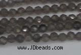 CTG640 15.5 inches 3mm faceted round smoky black obsidian beads