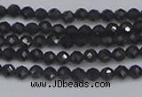 CTG642 15.5 inches 3mm faceted round golden black obsidian beads