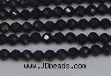 CTG644 15.5 inches 3mm faceted round black tourmaline beads