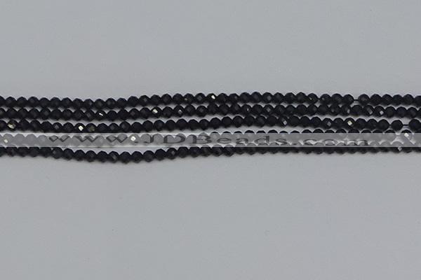 CTG644 15.5 inches 3mm faceted round black tourmaline beads