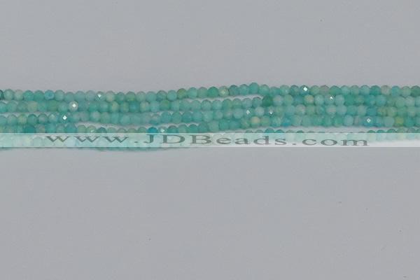 CTG648 15.5 inches 3mm faceted round Peru amazonite beads