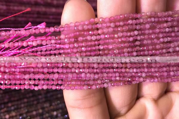 CTG705 15.5 inches 2mm faceted round tiny pink tourmaline beads