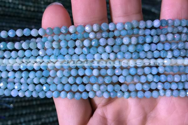 CTG766 15.5 inches 4mm faceted round tiny amazonite gemstone beads