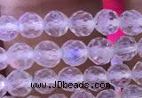 CTG836 15.5 inches 6mm faceted round tiny white moonstone beads