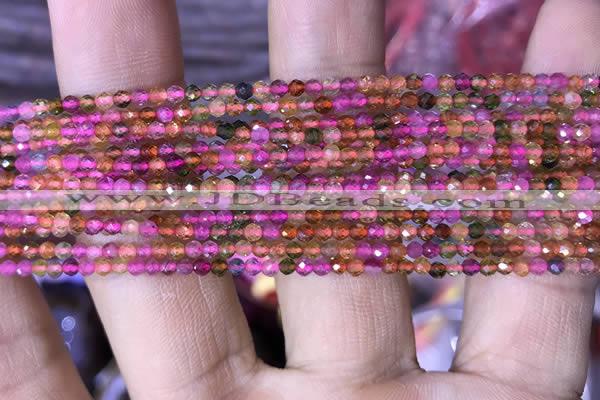 CTG840 15.5 inches 2mm faceted round tourmaline gemstone beads