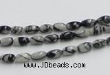 CTJ04 16 inches 4*7mm rice black water jasper beads wholesale