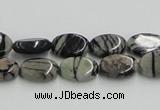 CTJ10 16 inches 8*12mm oval black water jasper beads wholesale