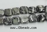 CTJ14 16 inches 10*10mm square black water jasper beads wholesale