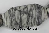 CTJ246 15.5 inches 25*50mm octagonal black water jasper beads