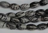 CTJ38 15.5 inches 8*12mm rice black water jasper beads wholesale