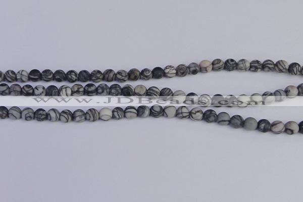 CTJ401 15.5 inches 6mm round matte black water jasper beads