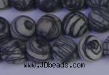 CTJ403 15.5 inches 10mm round matte black water jasper beads