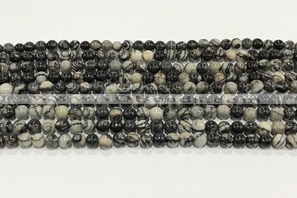 CTJ410 15.5 inches 4mm round black water jasper gemstone beads wholesale