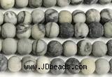 CTJ430 15 inches 4mm round matte black water jasper beads