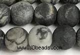 CTJ432 15 inches 8mm round matte black water jasper beads