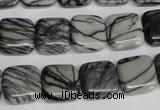 CTJ51 15.5 inches 14*14mm square black water jasper beads wholesale