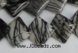 CTJ64 15.5 inches 16*16mm diamond black water jasper beads wholesale