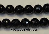 CTO109 15.5 inches 10mm faceted round natural black tourmaline beads