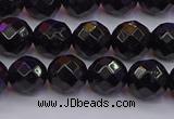 CTO137 15.5 inches 8mm faceted round black tourmaline beads