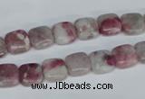 CTO206 15.5 inches 10*10mm square pink tourmaline gemstone beads