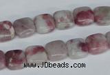 CTO208 15.5 inches 16*16mm square pink tourmaline gemstone beads